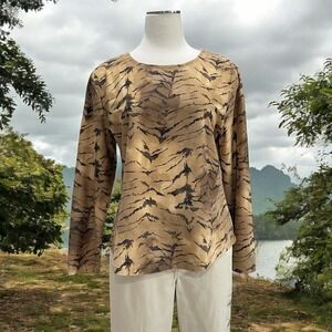 Patchington Abstract‎ Couger Print Top L Lightweight Stretchy Casual Nature Soft